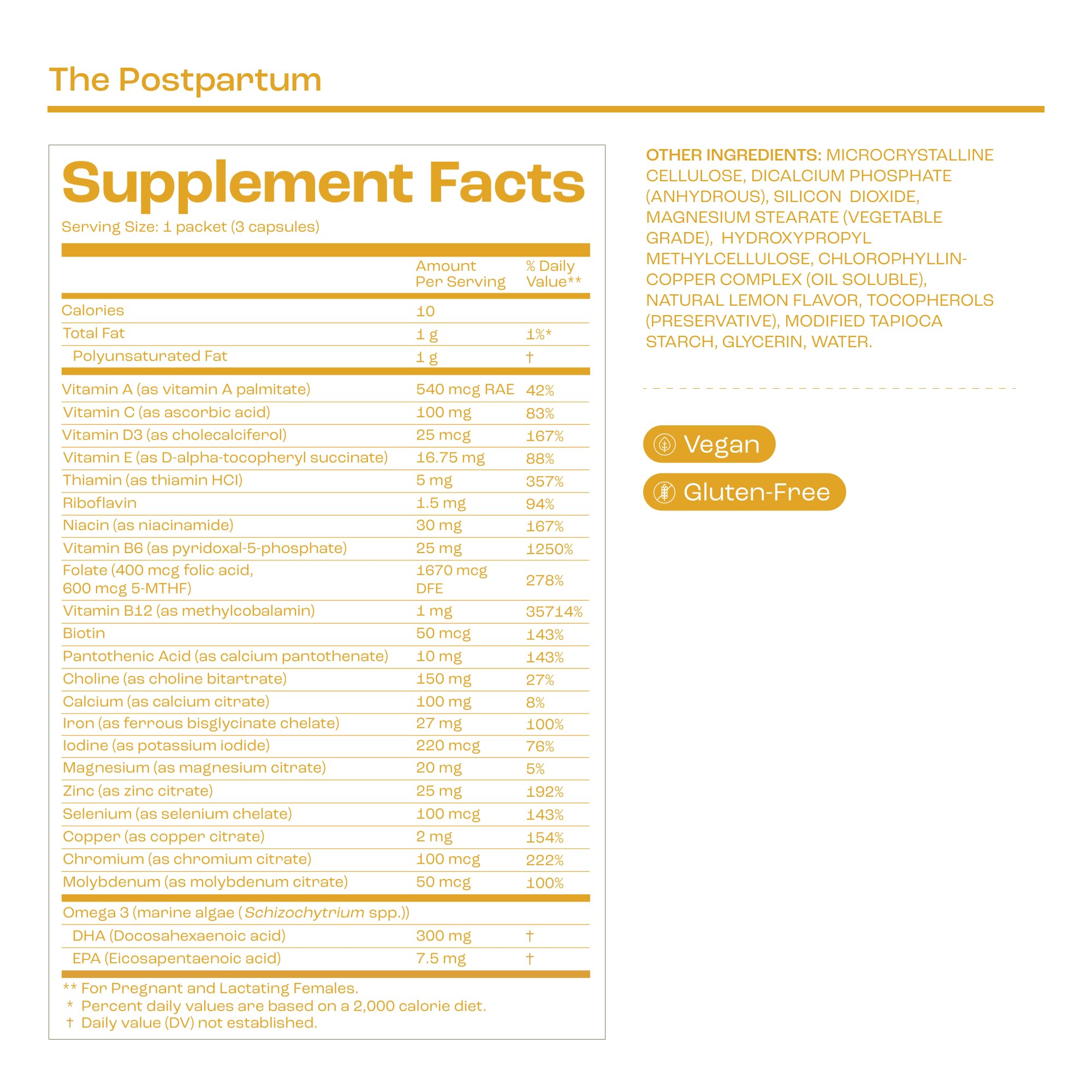 bird&be Postpartum packaging highlights gluten-free formula for sensitive diets.