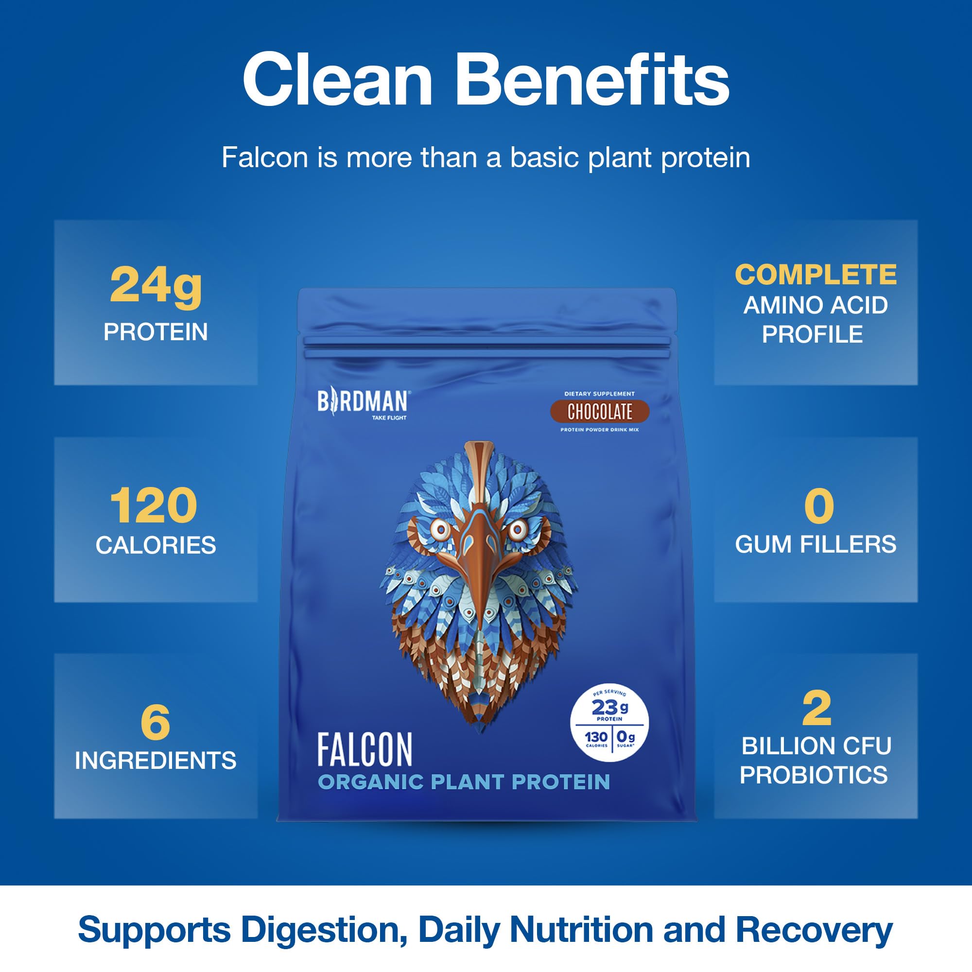 Falcon label highlights organic ingredients and probiotic blend