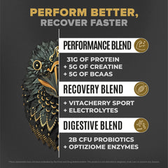 Birdman Falcon Performance creatine and BCAAs dose highlights amino acid profile for workouts.
