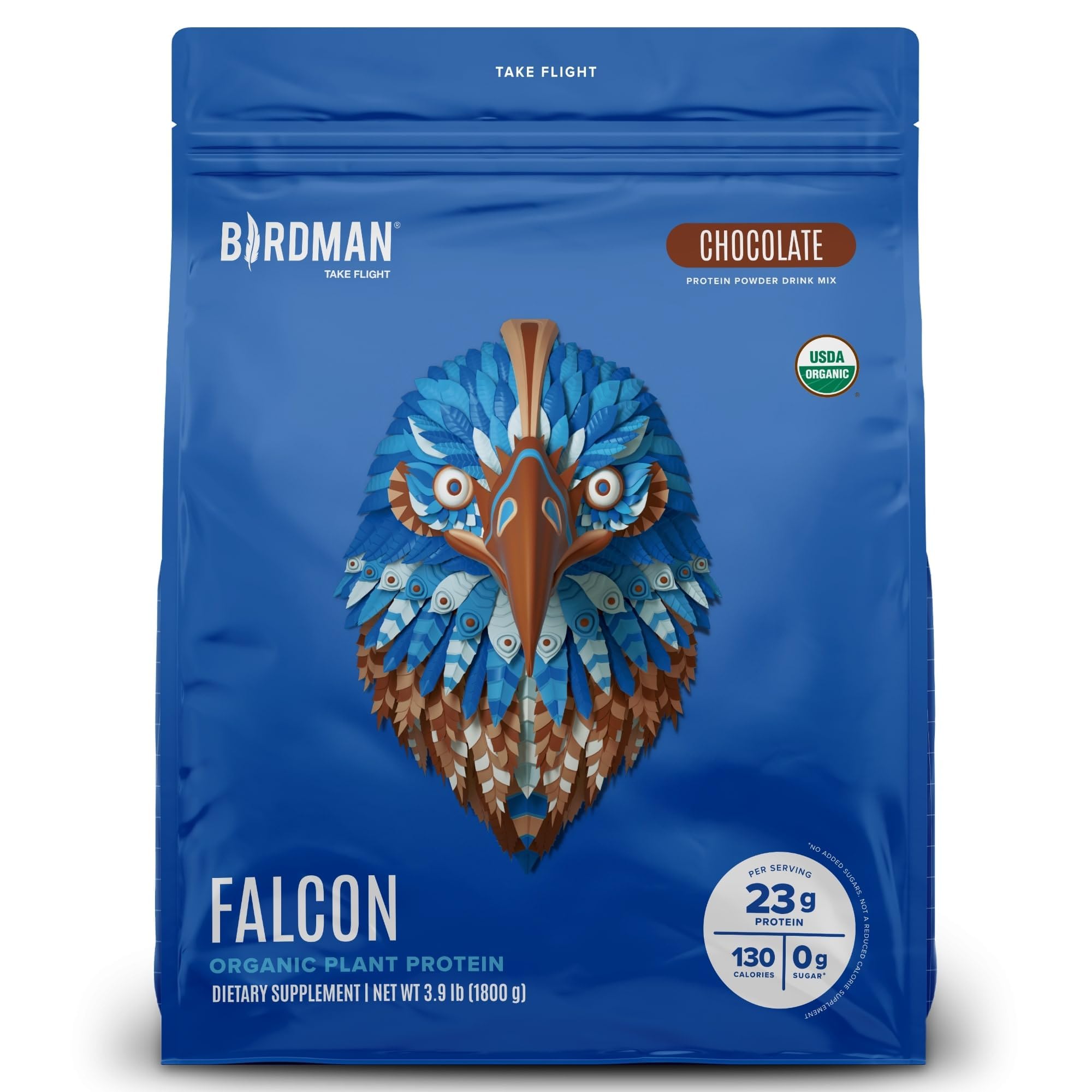BIRDMAN Falcon chocolate protein powder tub for plant-based nutrition