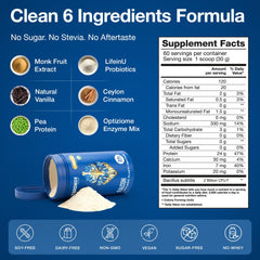 Packaging image emphasizes organic, dairy-free, plant-based formula for daily use.