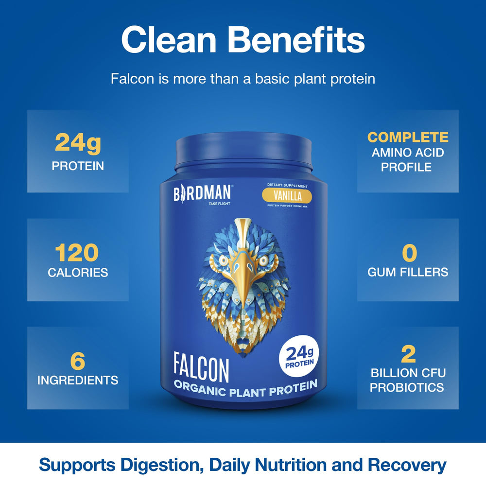 Birdman Falcon dairy-free shake showcases versatile protein for lactose-free diets.