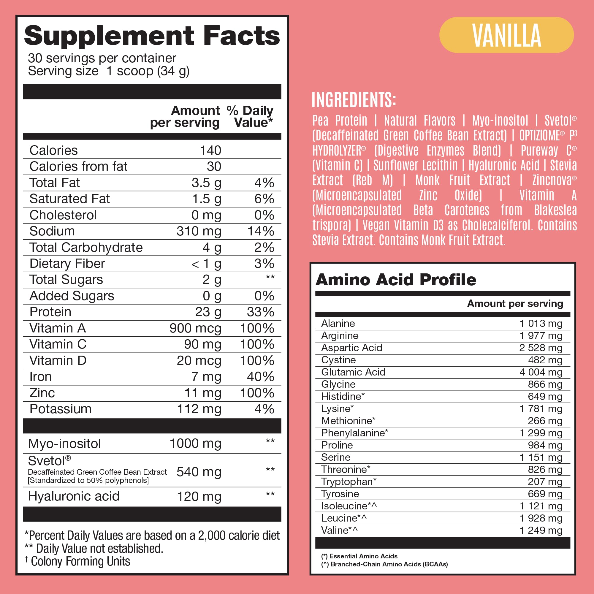 Birdman Fitmingo vanilla ingredient icons showcase inositol, collagen boosters, and vitamins.