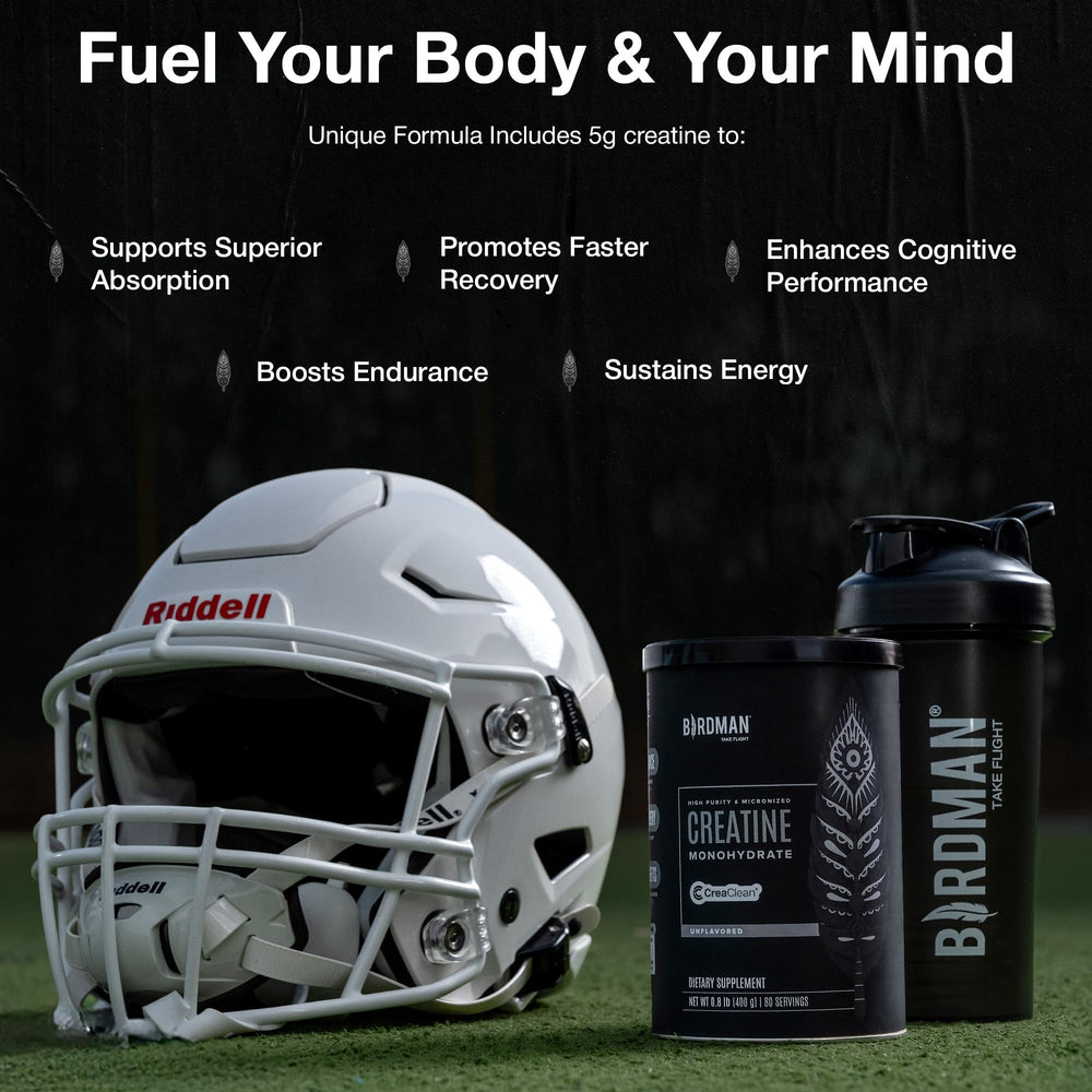 Birdman micronized creatine supports plant-based fitness routines.