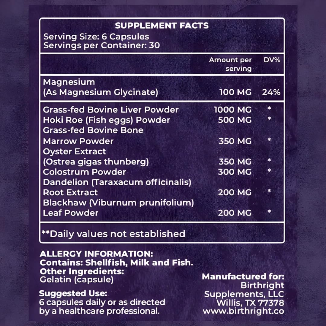Birthright Bloom Prenatal bone marrow bottle showcases natural vitamins for maternal wellness