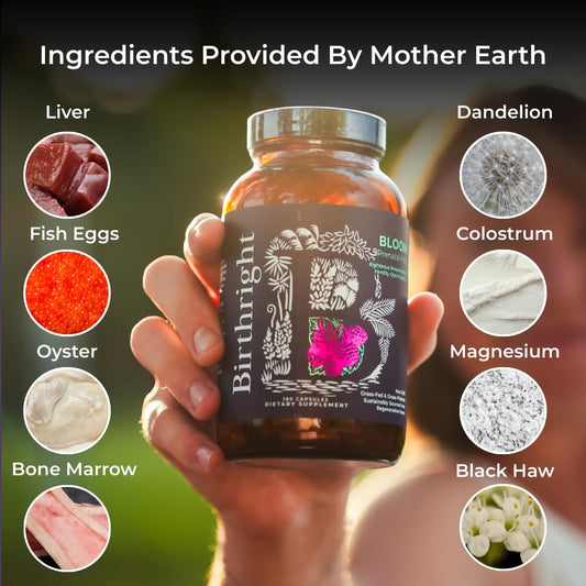 Birthright Bloom Prenatal fish roe bottle emphasizes omega-rich nourishment for pregnancy