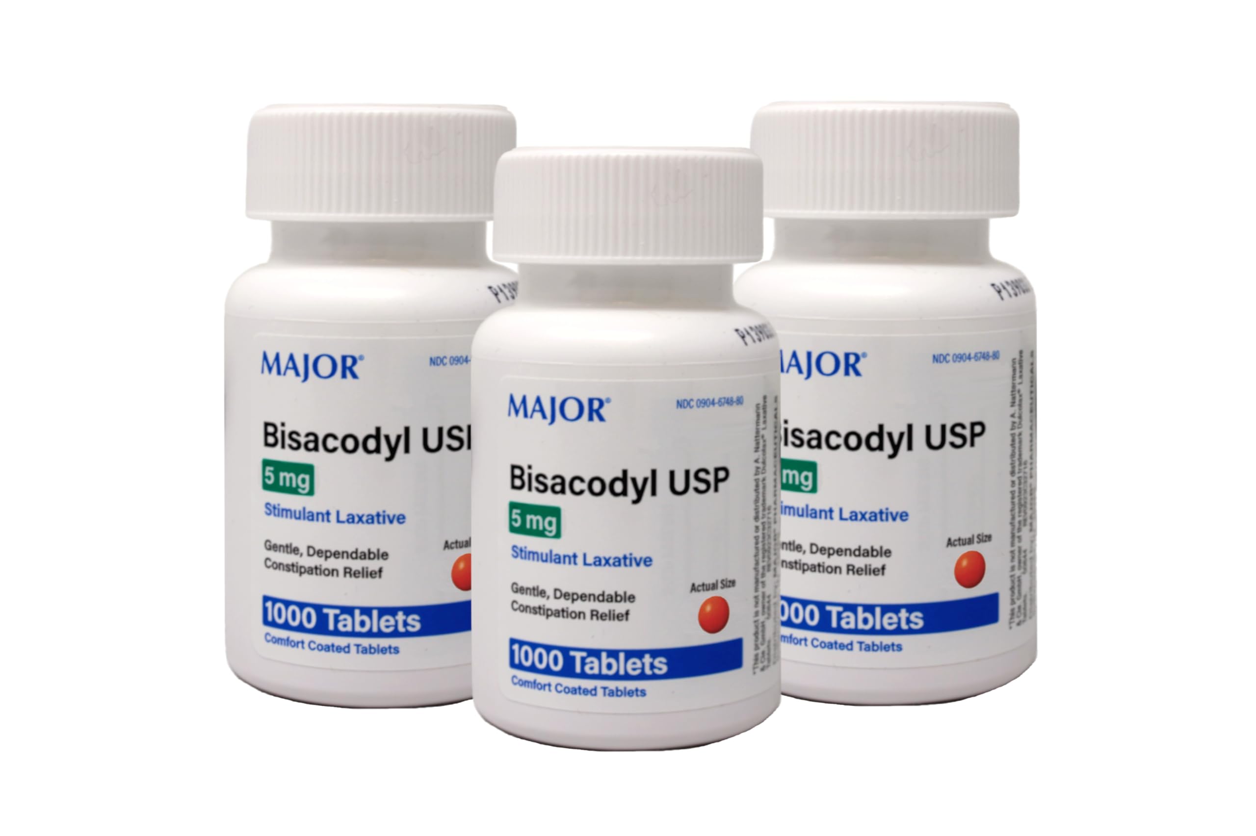 Bisacodyl tablets 5 mg packaging front shows three-pack for occasional constipation relief