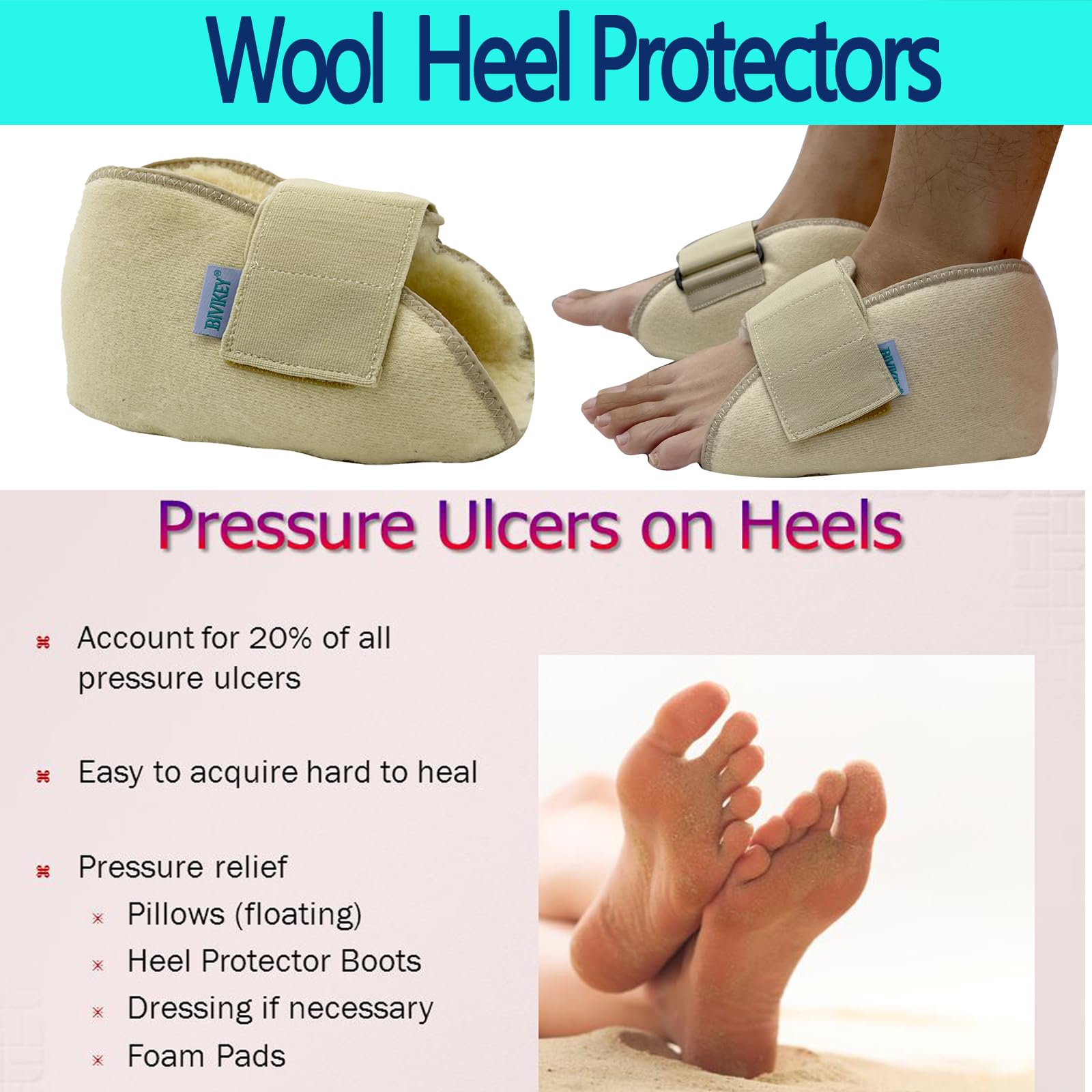 BIVIKEY pressure sore boot fits beds and wheelchairs for versatile use.