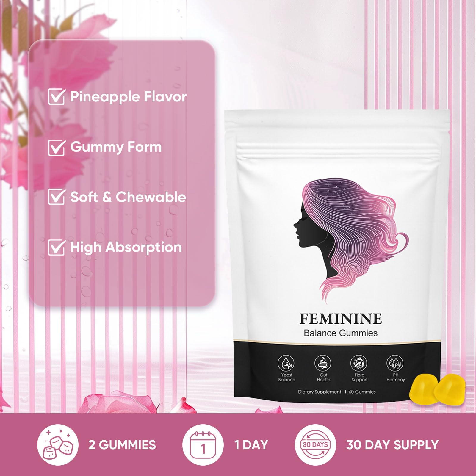BIWQTY pineapple flavored gummies on a plate suggesting tasty daily option