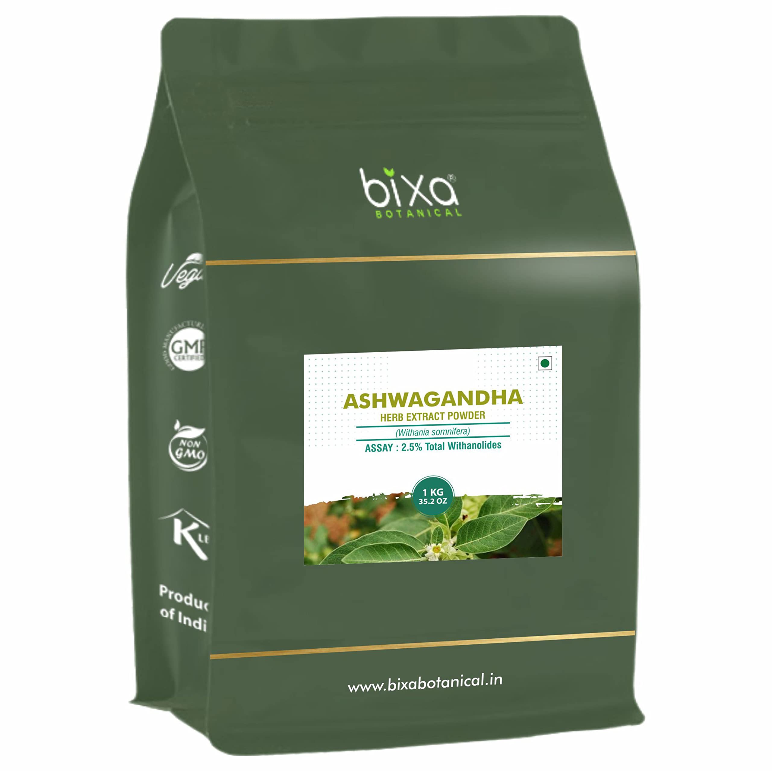 bixa BOTANICAL Ashwagandha dry extract bottle with 2.5% withanolides for daily resilience.