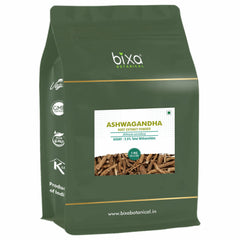 bixa BOTANICAL Ashwagandha dry extract bottle on wood, immune wellness potential