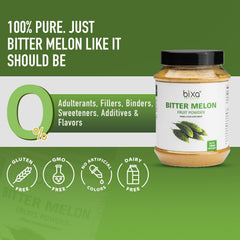 Bixa Botanical Bitter Melon Powder jar stacked for pantry ready use.