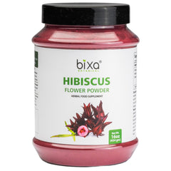 Bixa Botanical Hibiscus Powder packaging front, premium Ayurvedic herbal supplement.