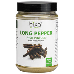Bixa Botanical Long Pepper Powder bottle showing pure Pippali aroma for curries