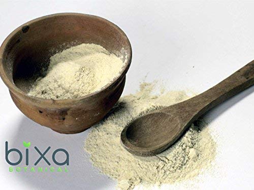 Bixa Botanical Shatavari powder close-up showing texture and color.