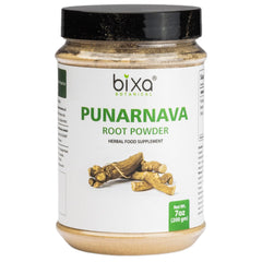 Bixa Botanical Punarnava Powder jar highlighting gluten-free vegan purity.