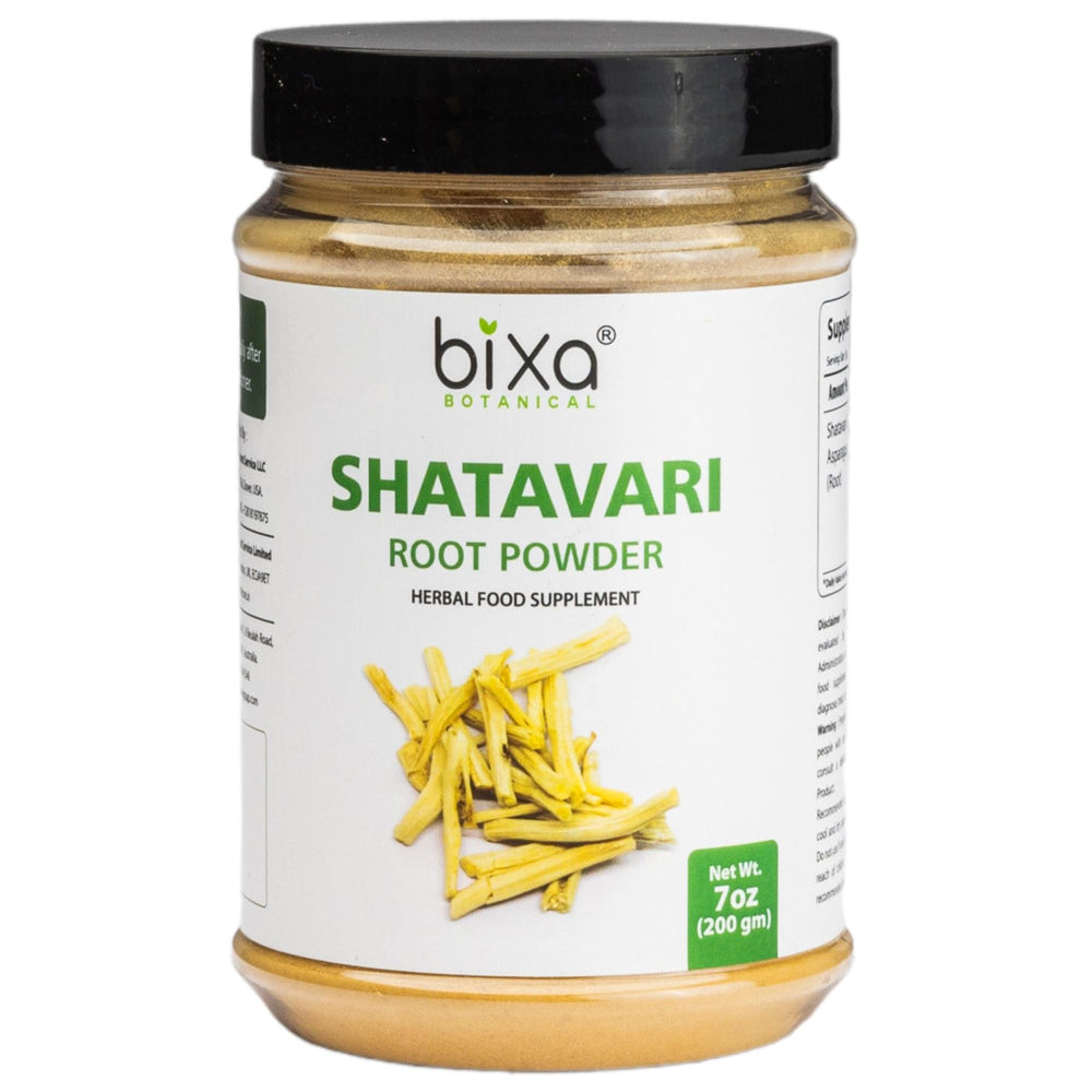 Bixa Botanical Shatavari root powder jar for daily wellness.