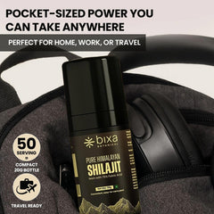 bixa BOTANICAL Shilajit dissolving in liquid demonstrates fast-dissolving action
