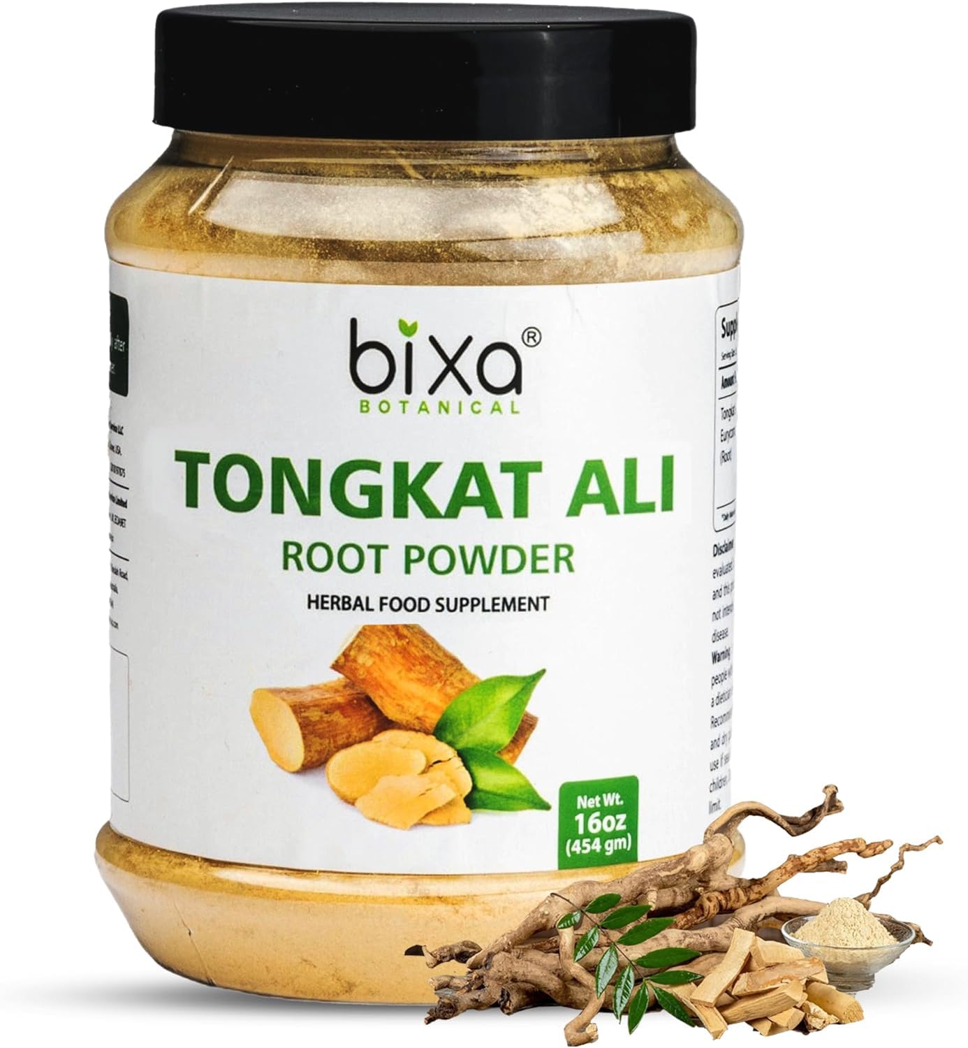 bixa botanical Tongkat Ali powder bottle for daily energy support