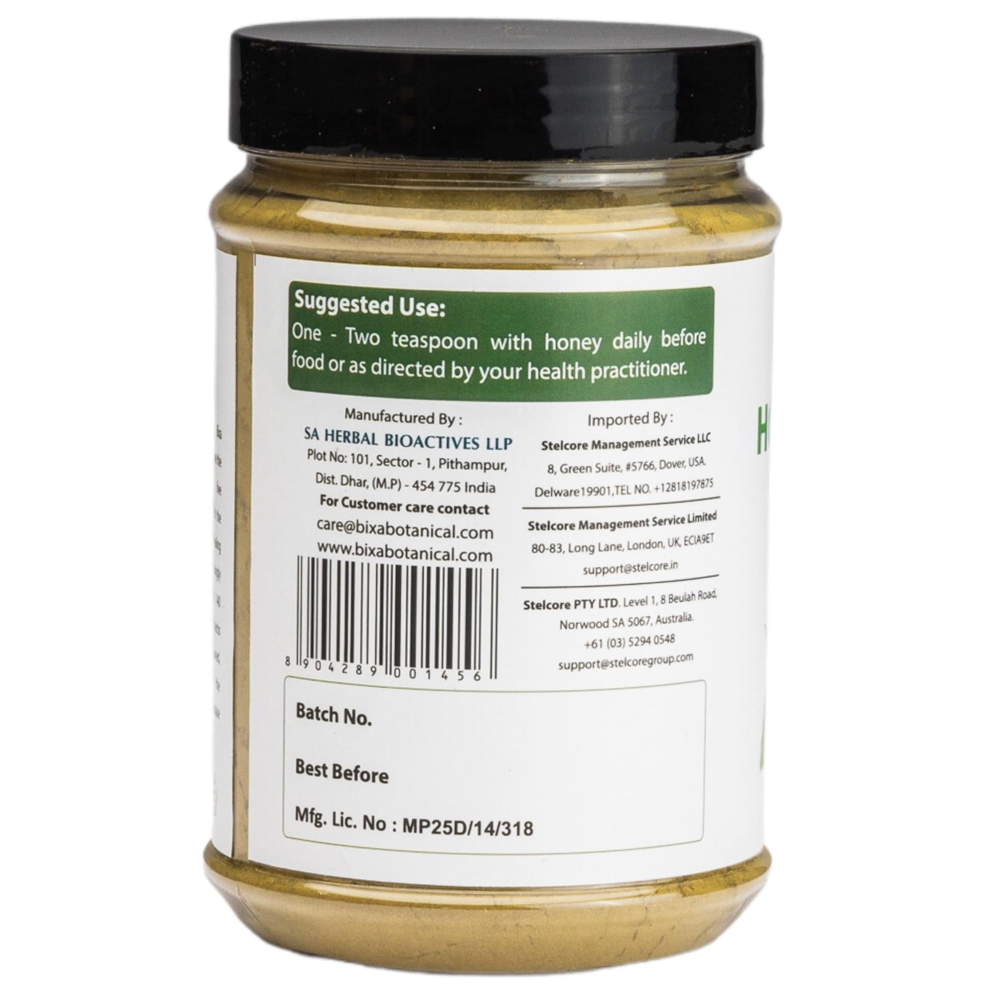 Bixa Botanical Tulsi powder with scoop for precise measurement