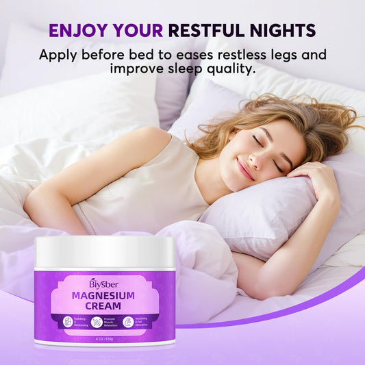 BIYSBER sleep lotion bottle close-up highlighting lavender-infused formula for nighttime calm