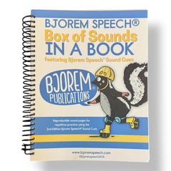 Bjorem Speech Box of Sounds in a Book cover with vibrant cue visuals for quick session reference
