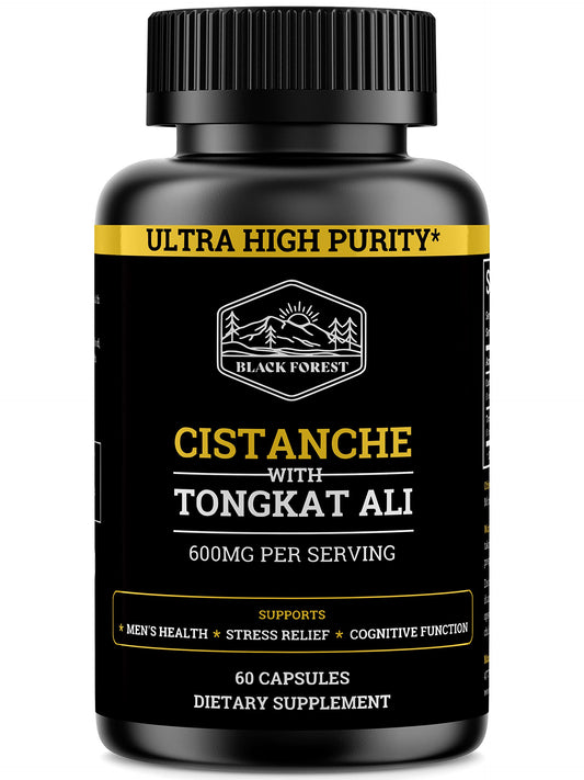 Black Forest Cistanche & Tongkat Ali bottle supports daily vitality.