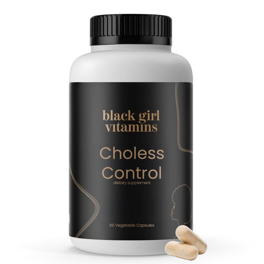 Black Girl Vitamins Choless-Control bottle front showing the product for heart support and everyday use.
