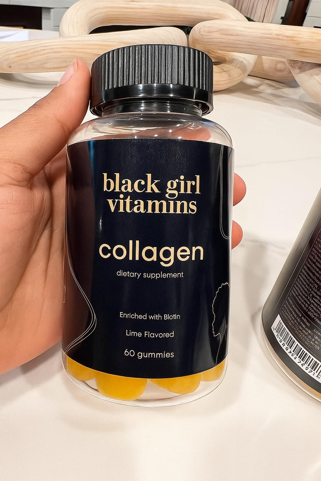 Black Girl Vitamins collagen gummies nutrition label highlights ingredients.