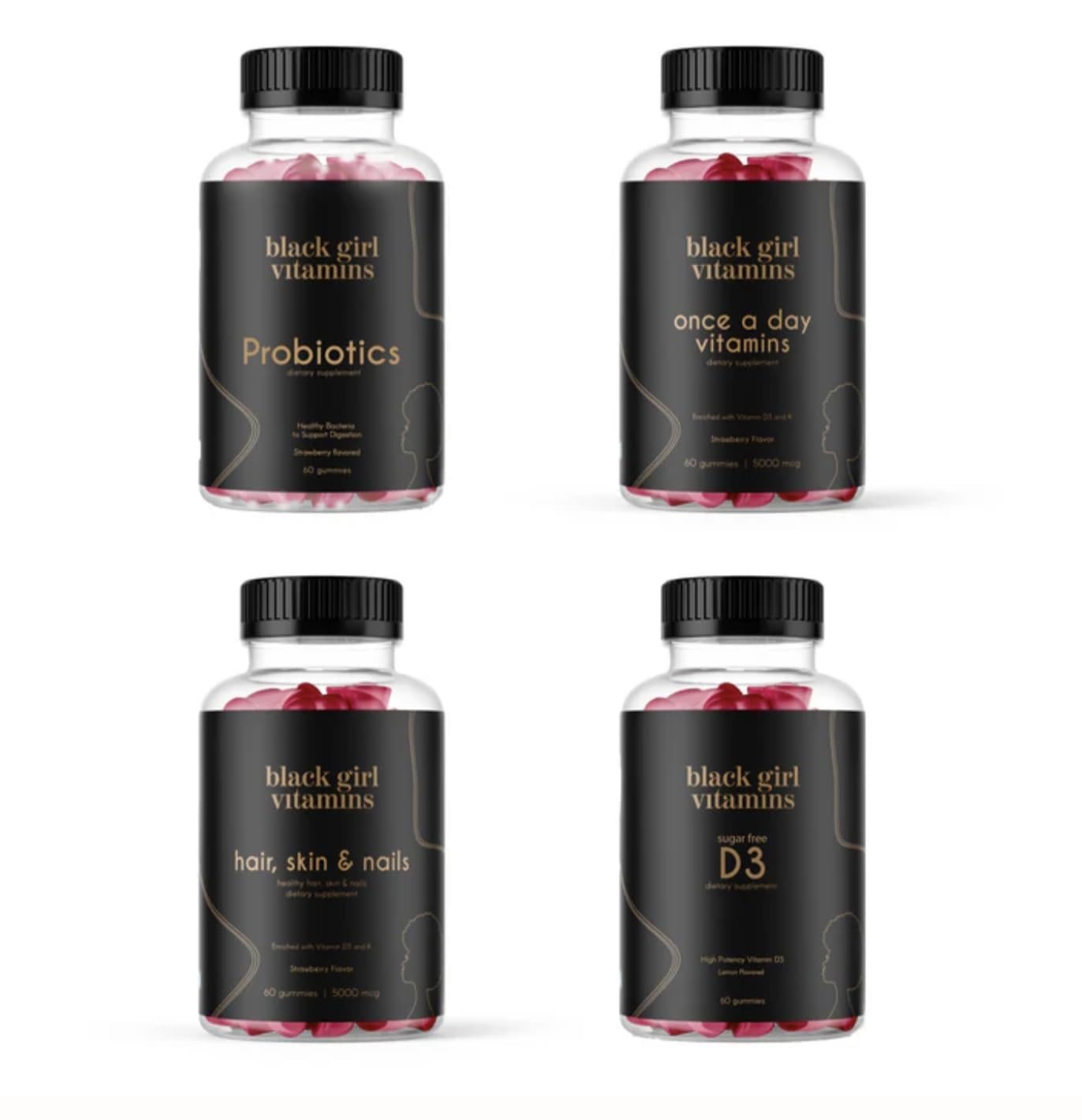 Black Girl Vitamins D3 Gummies energy bottle highlights daily vitality support