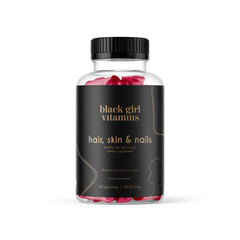 Black Girl Vitamins bottle front with passion fruit gummies for daily hair, skin, and nails care