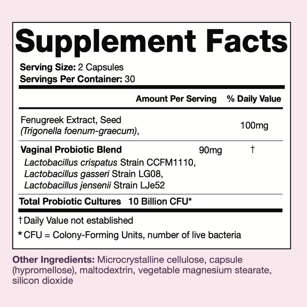 Black Girl Vitamins Her Balance capsules shown, promoting vaginal health through targeted Lactobacillus strains