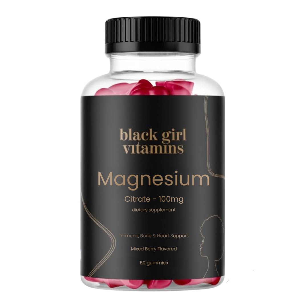Black Girl Vitamins magnesium gummies bottle for daily support and calm.