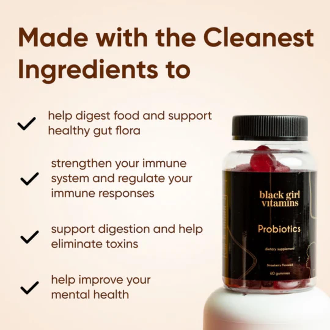 Black Girl Vitamins probiotic gummies close-up of raspberry-watermelon flavor.