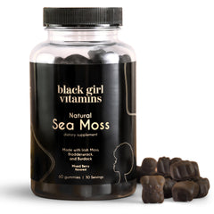 Black Girl Vitamins Sea Moss Gummies bottle with Irish sea moss for daily nourishment