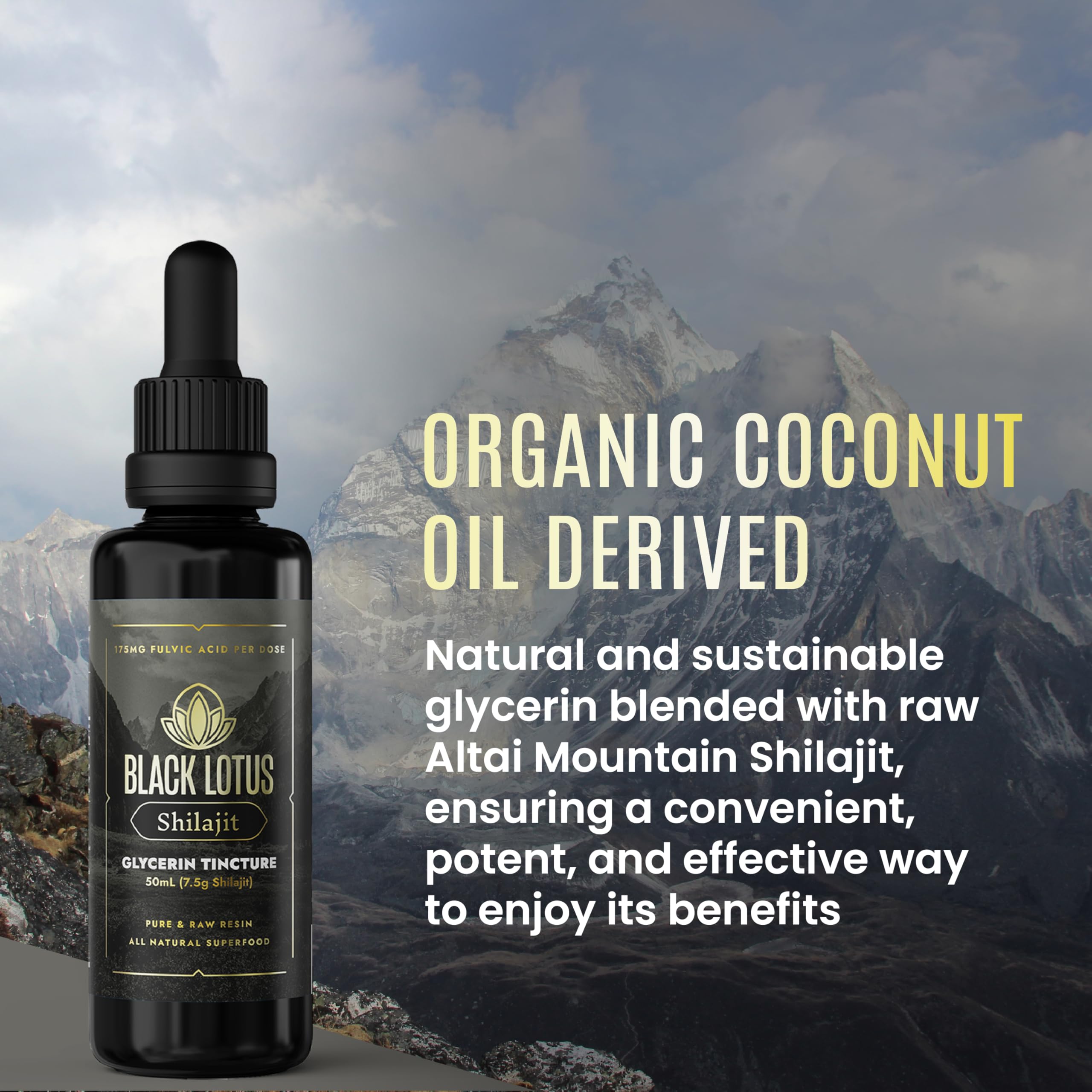 Black Lotus Shilajit Altai mountains origin evokes natural provenance and sustainability.