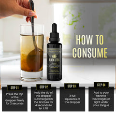 Black Lotus Shilajit Dropper-tincture shown ready to dissolve in water for energy support.