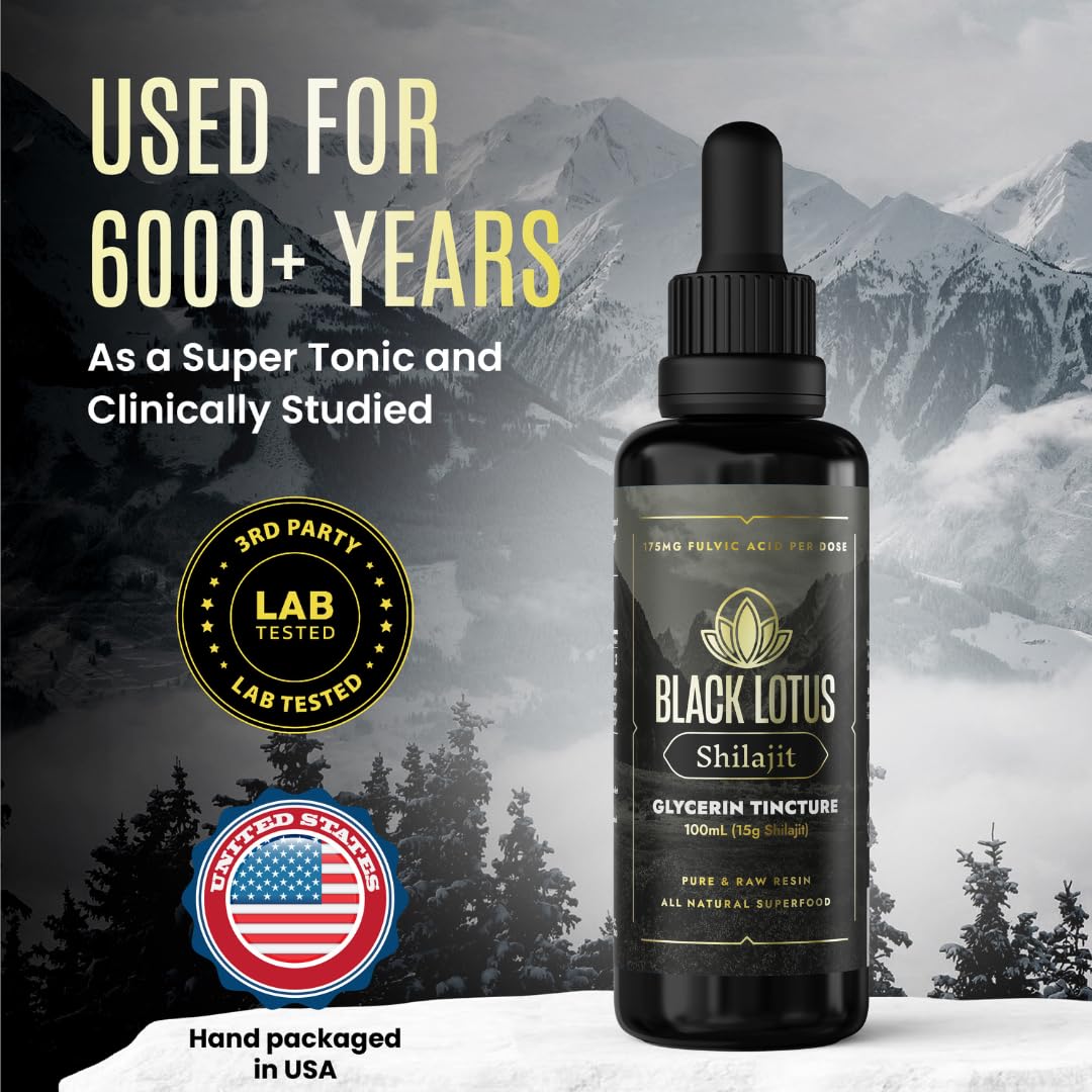 Shilajit in a glass with natural surroundings suggesting holistic wellness.