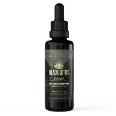 Black Lotus Shilajit Resin bottle with dropper for easy daily use and balance.