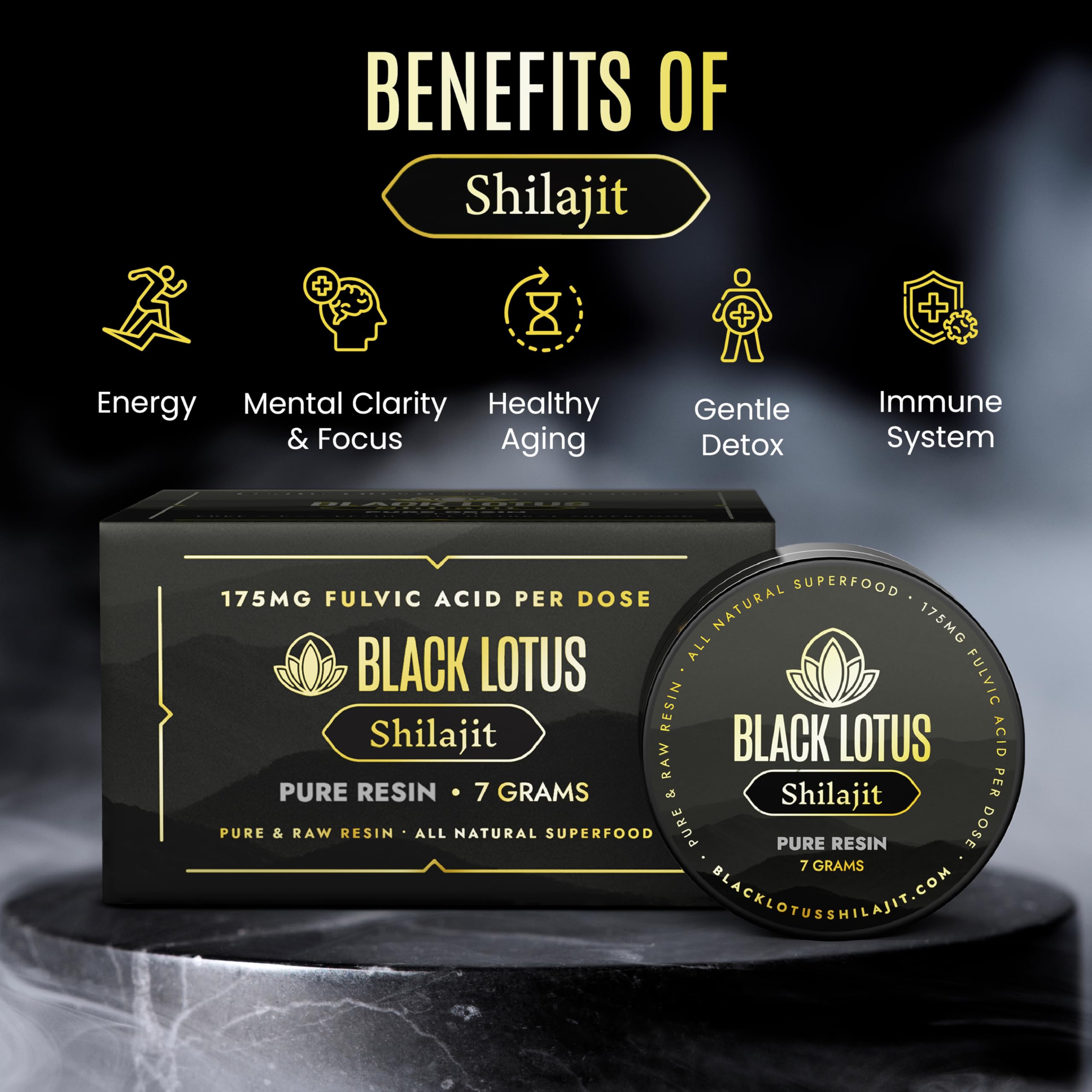 Black Lotus Shilajit Resin in coffee or tea for sustained focus