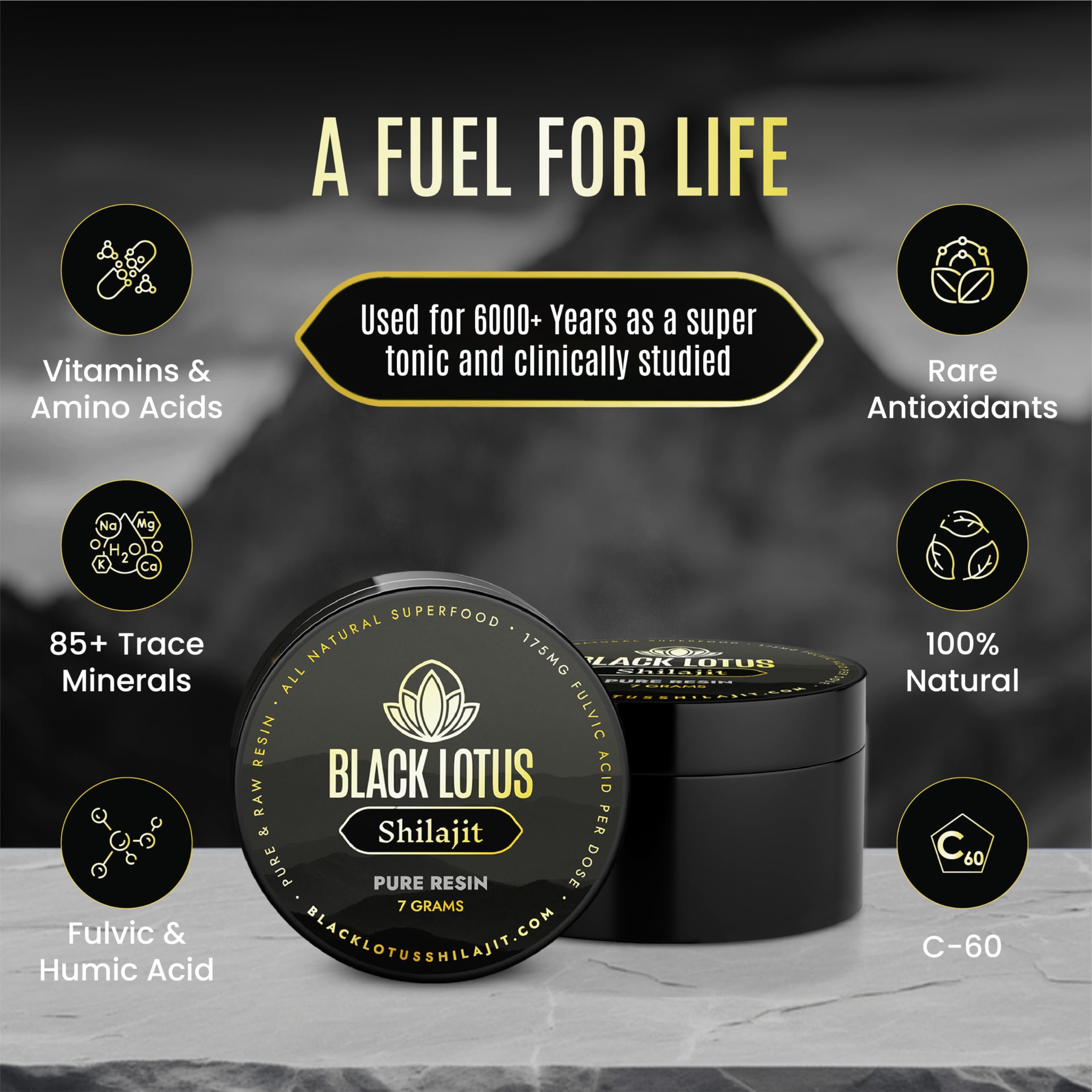 Black Lotus Shilajit Resin pure and raw for daily balance