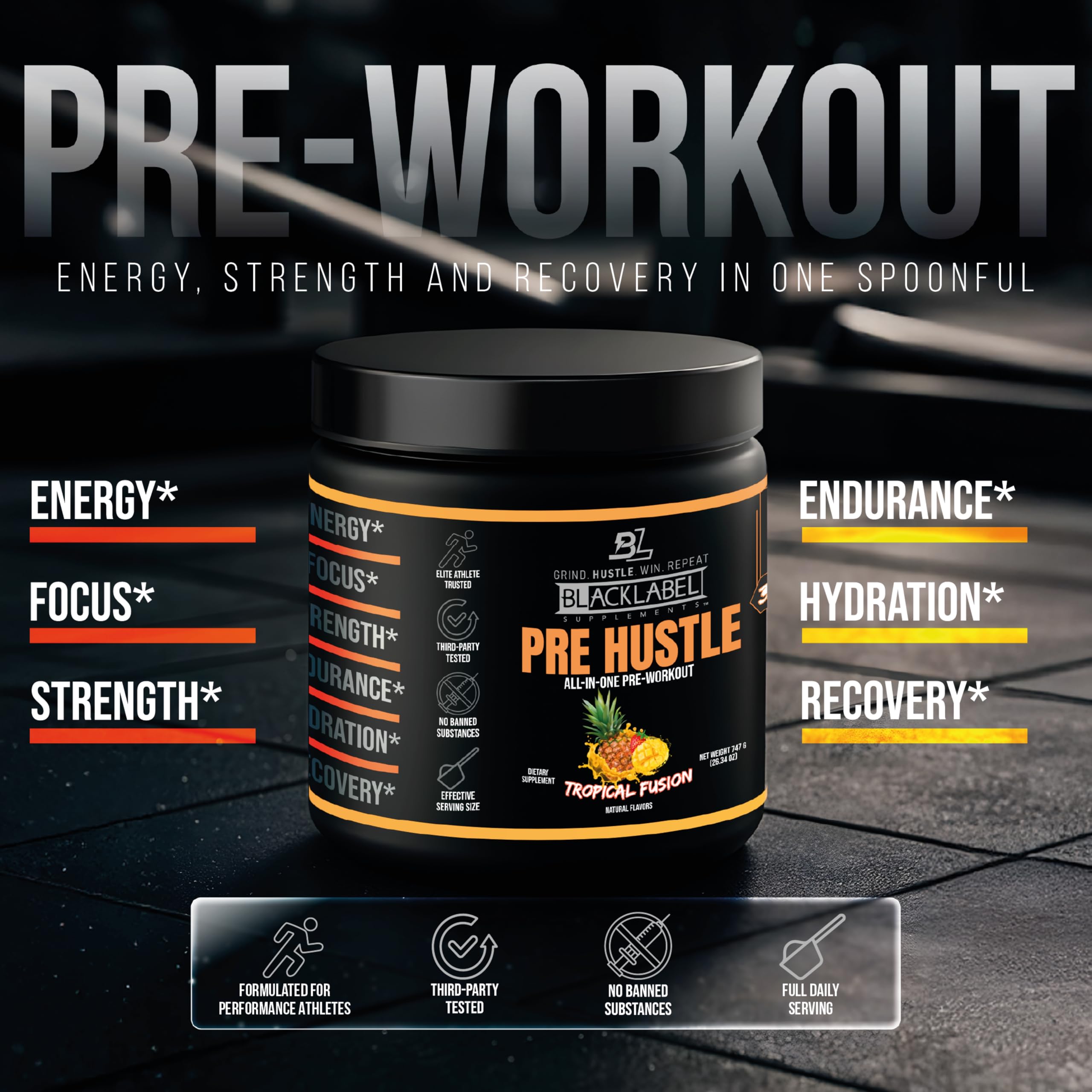 BLACKLABEL PRE Hustle V3 creatine boost supports high-intensity performance bursts.