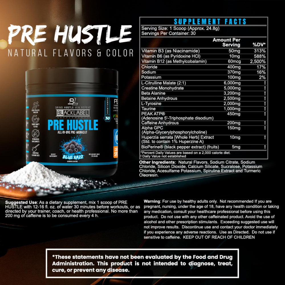 BLACKLABEL PRE Hustle V3 NSF label closeup conveying trust and certification.