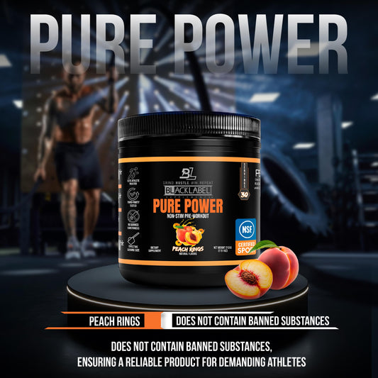 BlackLabel Pure Power Peach Rings powder scoop highlights serving convenience.