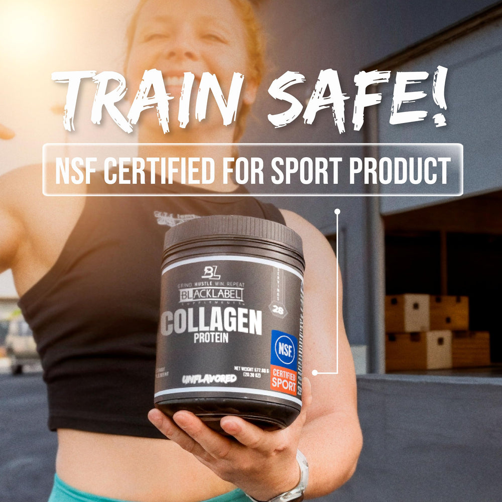 Blacklabel Unflavored Collagen Peptides powder in a coffee mug for morning use.