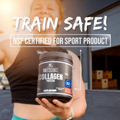 Blacklabel Unflavored Collagen Peptides powder in a coffee mug for morning use.