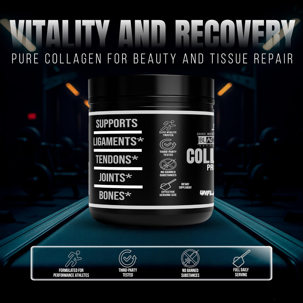 Blacklabel Unflavored Collagen Peptides dissolving smoothly in water.