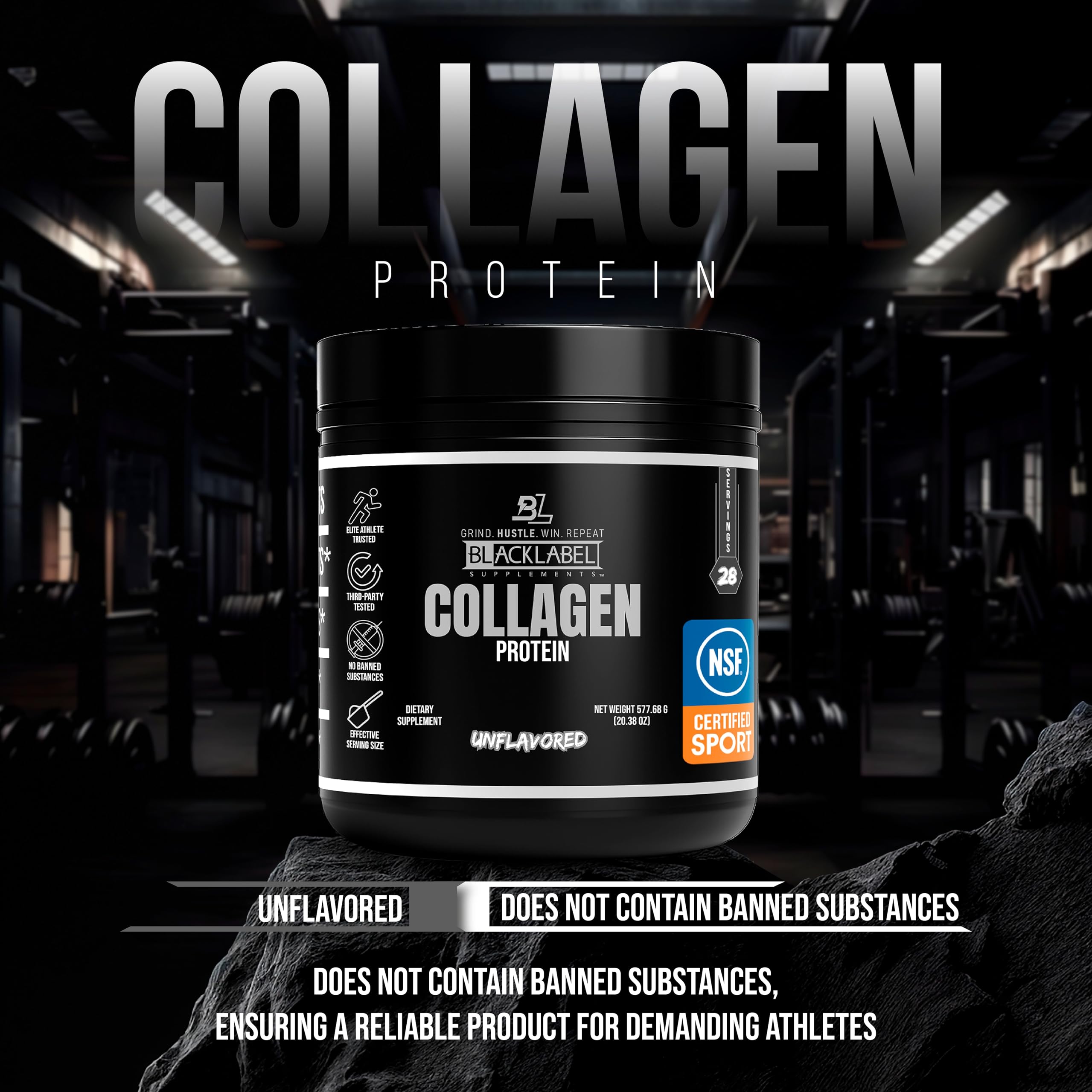 Blacklabel Collagen Peptides scoop image highlighting easy daily mixing.