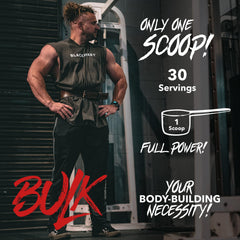 Stacked tub of BLACKMARKET Bulk Pre Workout highlights packaging and value
