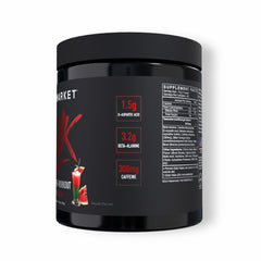 BlackMarket Bulk Pre-Workout scoop shown with shaker for quick, easy mixing.